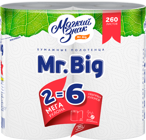 Бумажные полотенца Mr.Big 2 слоя, 2шт