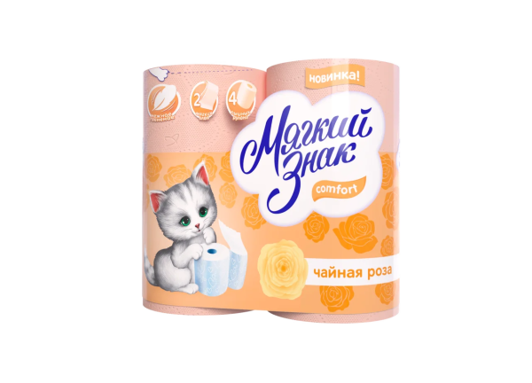 Туалетная бумага Мягкий Знак 4рул чайная роза